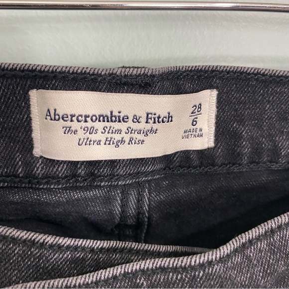 Abercrombie & Fitch‎ 90s Slim Straight High Rise 6 28 Black Jeans Criss Cross - Picture 3 of 5